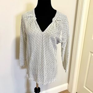 Velvet Blue & White Tunic Top Sz L